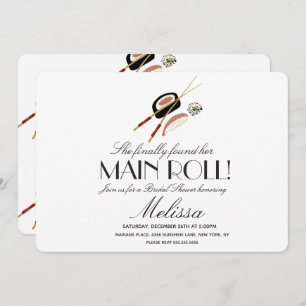Sushi Roll Chopsticks Japan Saki Bridal Shower Invitation