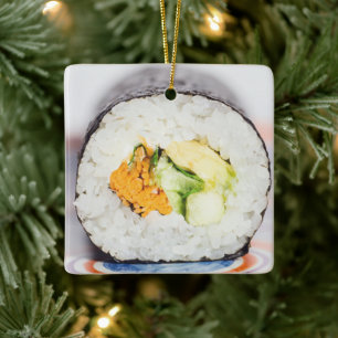 Sushi roll Fish and rice Ceramic Ornament