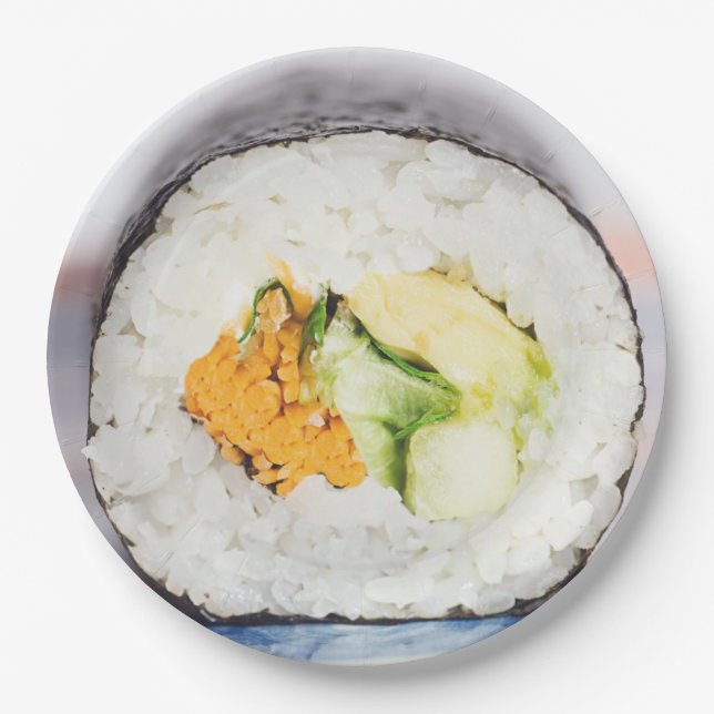 Sushi roll Fish and rice Paper Plate (Front)