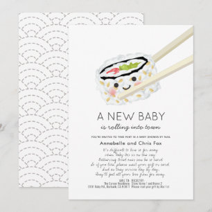Sushi Roll Kawaii Baby Shower by Mail Invitation