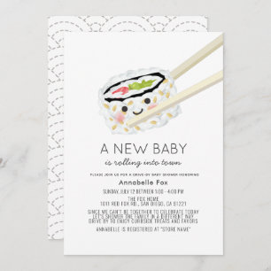 Sushi Roll Kawaii Drive-by Baby Shower Invitation