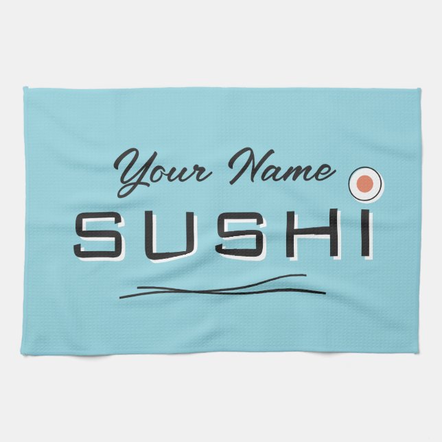 Sushi roll kitchen towel with chopsticks logo (Horizontal)
