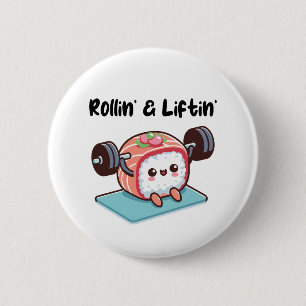 Sushi Roll Lifting Weights 6 Cm Round Badge