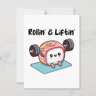 Sushi Roll Lifting Weights Postcard