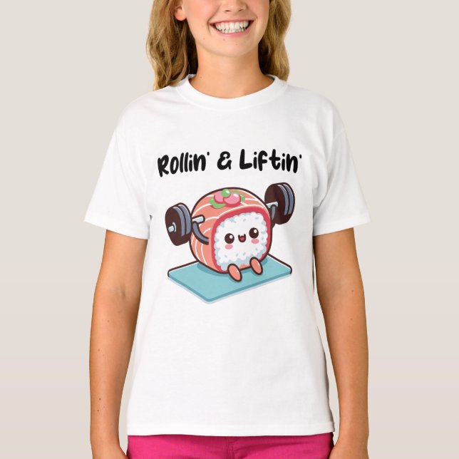 Sushi Roll Lifting Weights T-Shirt (Front)