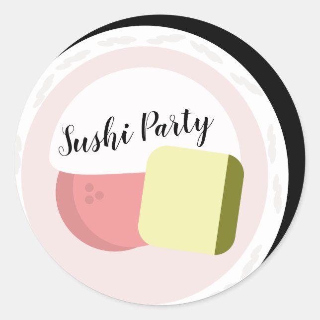 Sushi Roll Salmon Teen Birthday Restaurant Classic Round Sticker (Front)