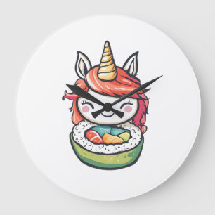 Sushi Roll Unicorn (1) Large Clock