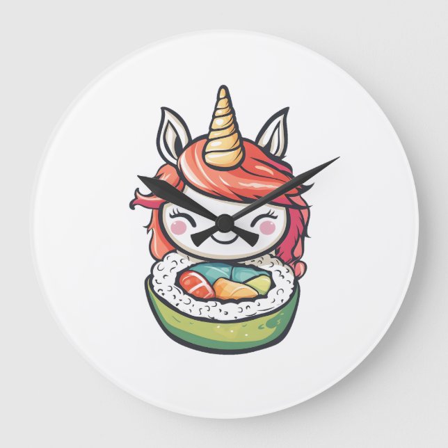 Sushi Roll Unicorn (1) Large Clock (Front)