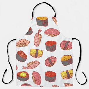 Sushi rolls, doodle, colourful wallpaper apron