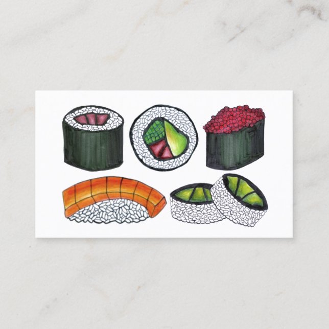 Sushi Rolls Japan Japanese Food Restaurant Chef Business Card (Front)