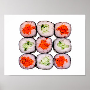 Sushi Rolls Japanese Food Template Poster
