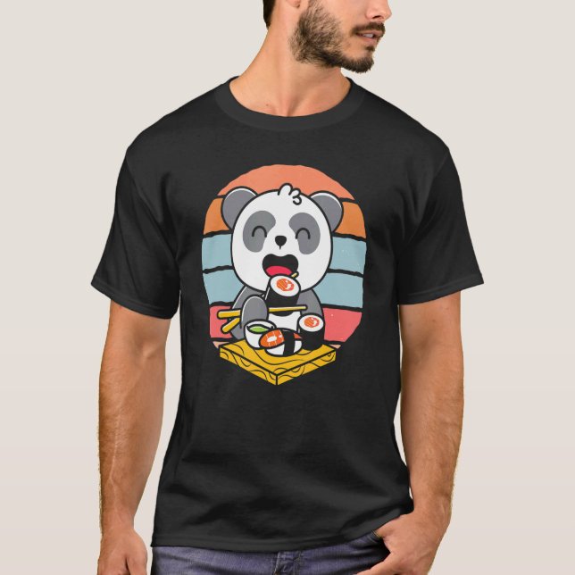 Sushi Rolls Japanese Sushi Foodie Animal Panda Bea T-Shirt (Front)