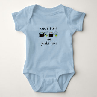 Sushi Rolls not Gender Roles. feminist statement Baby Bodysuit