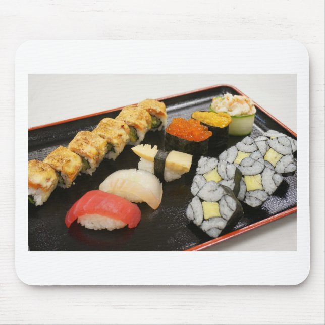 Sushi Rolls Sesame Ginger Wasabi Japan Kitchen Mouse Mat (Front)