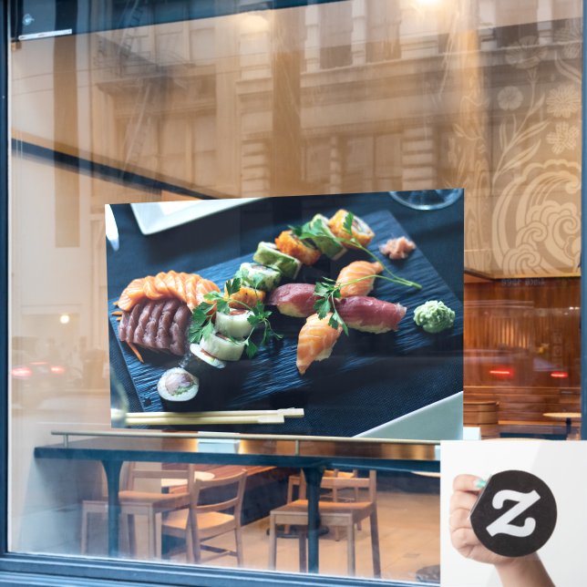 Sushi Salmon Japanese Japanese Cuisine Fish Window Cling (Cafe Window)