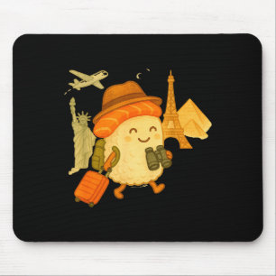 Sushi Salmon Roll Loves To Travel  Mouse Mat