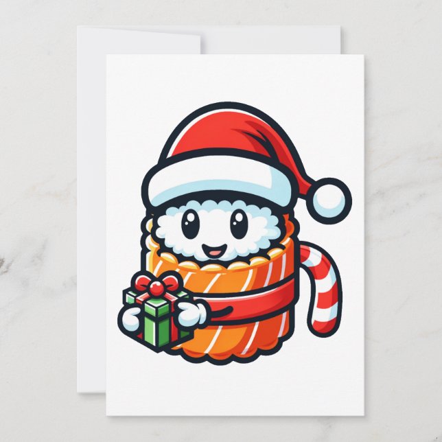 Sushi Santa - Festive Roll with Gift Holiday Card (Front)