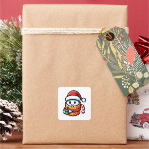 Sushi Santa - Festive Roll with Gift Square Sticker