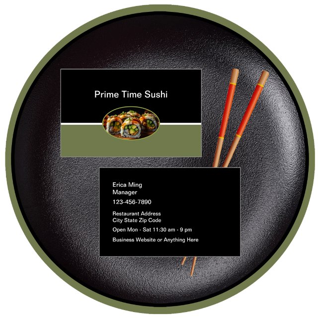  Sushi Seafood Restaurant Business Cards (Creator Uploaded)
