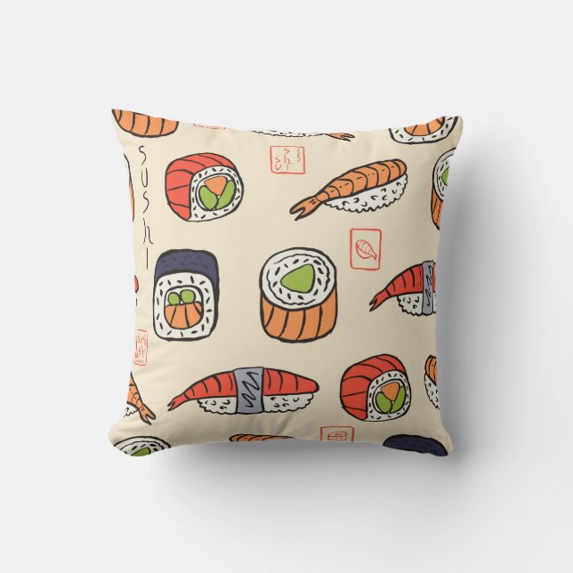 sushi seamless pattern cushion (Front)