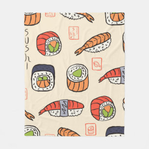 sushi seamless pattern fleece blanket