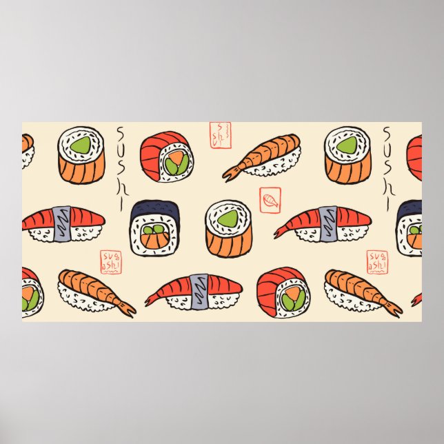 sushi seamless pattern poster (Front)
