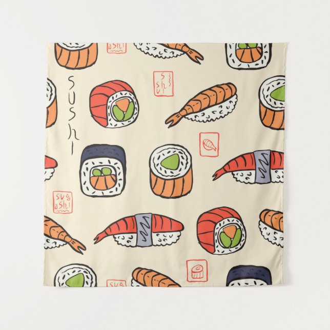 sushi seamless pattern tapestry (Front)