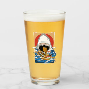 Sushi Shark Attack Illustration Glass