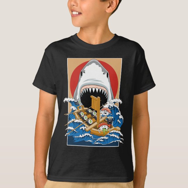 Sushi Shark Attack Illustration T-Shirt (Front)