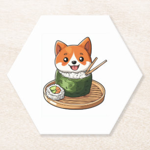 Sushi Shiba � Funny Food Dog Paper Coaster