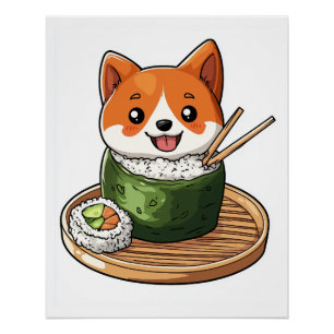 Sushi Shiba � Funny Food Dog Poster