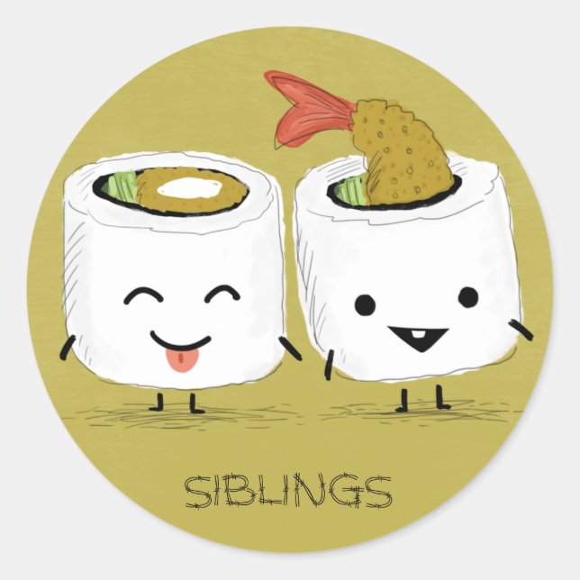 Sushi Siblings Classic Round Sticker (Front)
