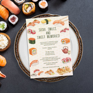 Sushi, smiles, and sweet memories! invitation