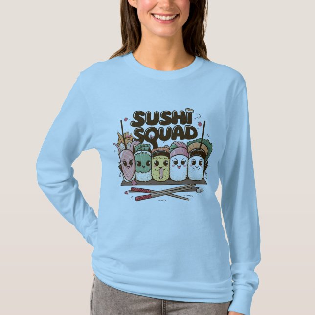 Sushi Squad Cartoon Characters T-Shirt (Front)