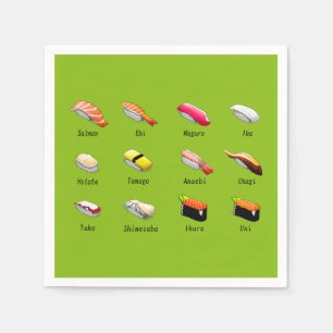 Sushi styles cute kawaii Japanese dinner party Napkin
