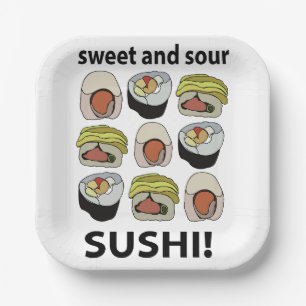 Sushi Sweet and Sour Sushi Party Paper Plate