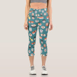 Sushi Teal Green Capri Leggings<br><div class="desc">Cute sushi pattern for lovers of Japan and good food on a teal green background.  Original art by Nic Squirrell.</div>