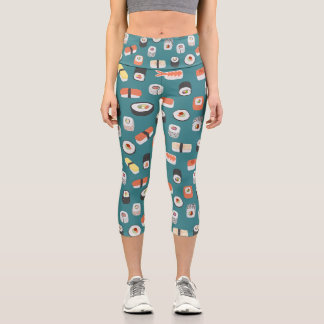 Sushi Teal Green Capri Leggings