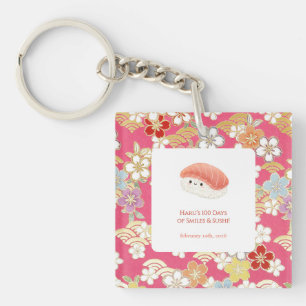 Sushi-Themed 100 Days Baby Celebration Invitation Key Ring