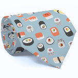 Sushi Tie<br><div class="desc">Delicious Japanese sushi nigiri maki roll Japanese food art design on a robin's egg blue background. Perfect for your favourite gourmet,  chef or foodie.</div>