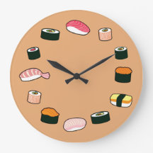 Sushi Time! Funky (Beige) Wall Clock