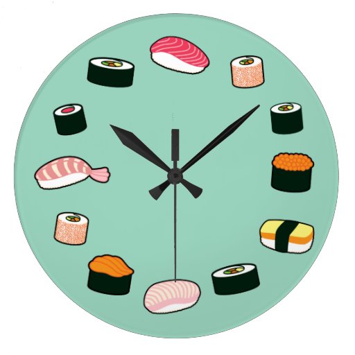 Image of Sushi Time! Funky (Mint) Wall Clock