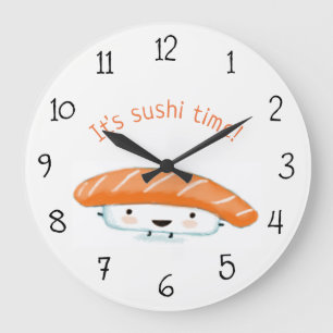 Sushi Time Kawaii Sushi Custom Text Large Clock