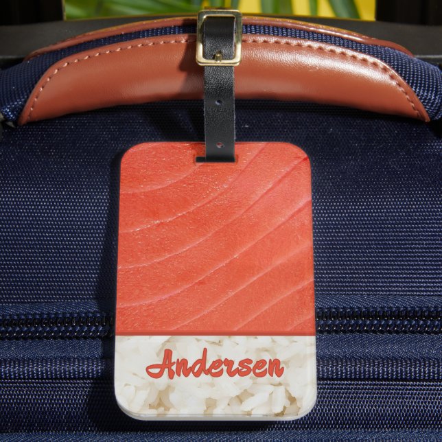 Sushi Time- Personalised Tuna Luggage Tag (Front Insitu 2)