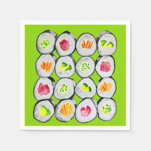 Sushi Time watercolor wasabi Napkin