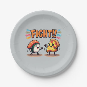 Sushi vs Pizza Paper Plate