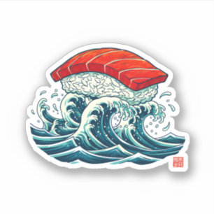 Sushi Wave Japanese Food Art Illustration