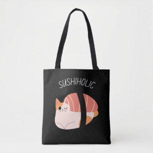 Sushiholic Cute Kitty with Kawaii Sushi tote bag