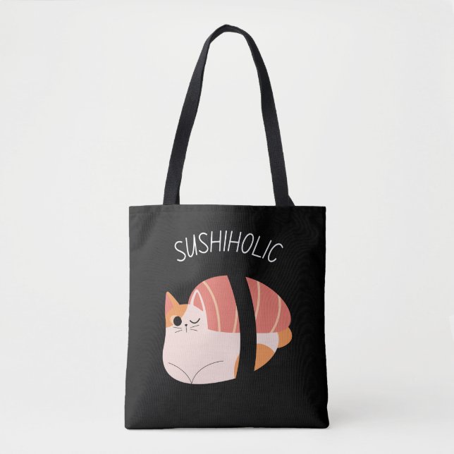 Sushiholic Cute Kitty with Kawaii Sushi tote bag (Front)
