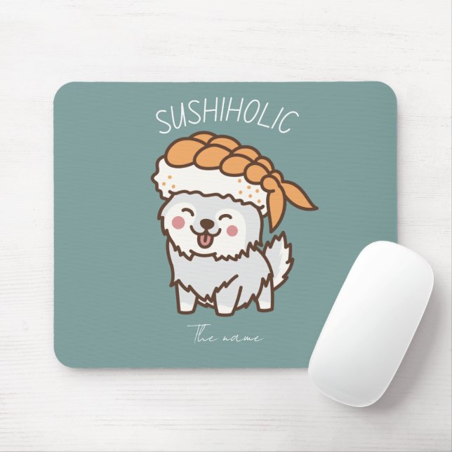 sushiholic, sushi cat mouse mat (With Mouse)